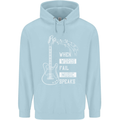When Words Fail Music Speaks Guitar Mens 80% Cotton Hoodie Light Blue