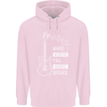 When Words Fail Music Speaks Guitar Mens 80% Cotton Hoodie Light Pink