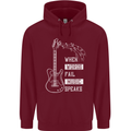 When Words Fail Music Speaks Guitar Mens 80% Cotton Hoodie Maroon