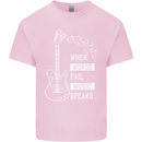 When Words Fail Music Speaks Guitar Mens Cotton T-Shirt Tee Top Light Pink