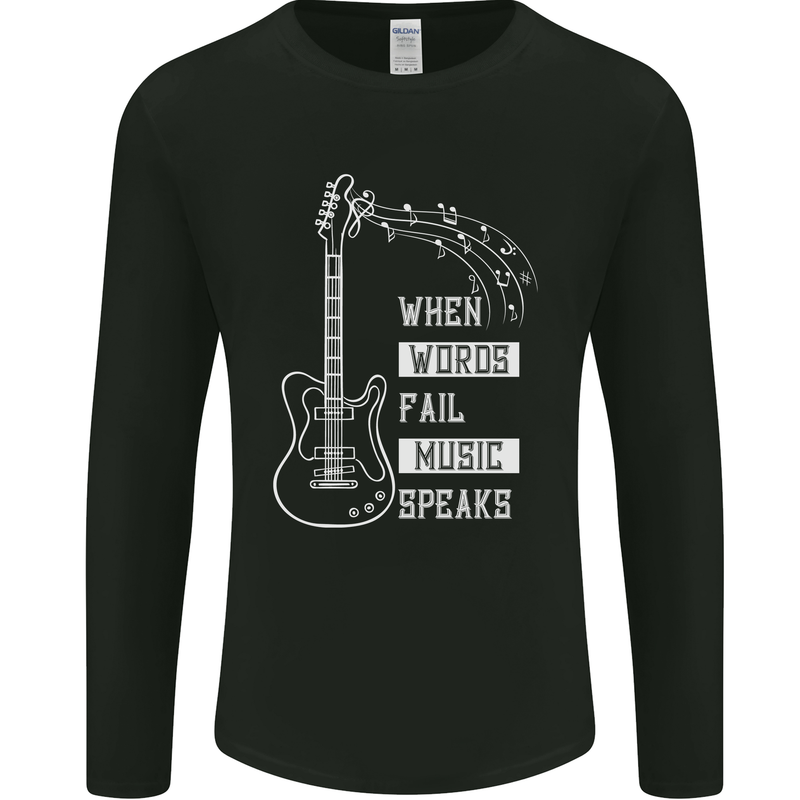 When Words Fail Music Speaks Guitar Mens Long Sleeve T-Shirt Black