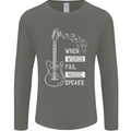 When Words Fail Music Speaks Guitar Mens Long Sleeve T-Shirt Charcoal