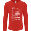 When Words Fail Music Speaks Guitar Mens Long Sleeve T-Shirt Red