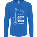 When Words Fail Music Speaks Guitar Mens Long Sleeve T-Shirt Royal Blue