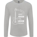 When Words Fail Music Speaks Guitar Mens Long Sleeve T-Shirt Sports Grey