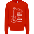 When Words Fail Music Speaks Guitar Mens Sweatshirt Jumper Bright Red