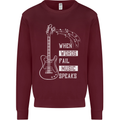 When Words Fail Music Speaks Guitar Mens Sweatshirt Jumper Maroon