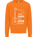 When Words Fail Music Speaks Guitar Mens Sweatshirt Jumper Orange