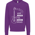 When Words Fail Music Speaks Guitar Mens Sweatshirt Jumper Purple