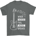 When Words Fail Music Speaks Guitar Mens T-Shirt 100% Cotton Charcoal