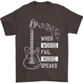 When Words Fail Music Speaks Guitar Mens T-Shirt 100% Cotton Dark Chocolate