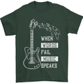 When Words Fail Music Speaks Guitar Mens T-Shirt 100% Cotton Forest Green