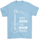 When Words Fail Music Speaks Guitar Mens T-Shirt 100% Cotton Light Blue