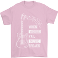 When Words Fail Music Speaks Guitar Mens T-Shirt 100% Cotton Light Pink