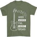 When Words Fail Music Speaks Guitar Mens T-Shirt 100% Cotton Military Green