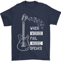 When Words Fail Music Speaks Guitar Mens T-Shirt 100% Cotton Navy Blue