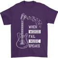 When Words Fail Music Speaks Guitar Mens T-Shirt 100% Cotton Purple