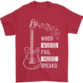 When Words Fail Music Speaks Guitar Mens T-Shirt 100% Cotton Red