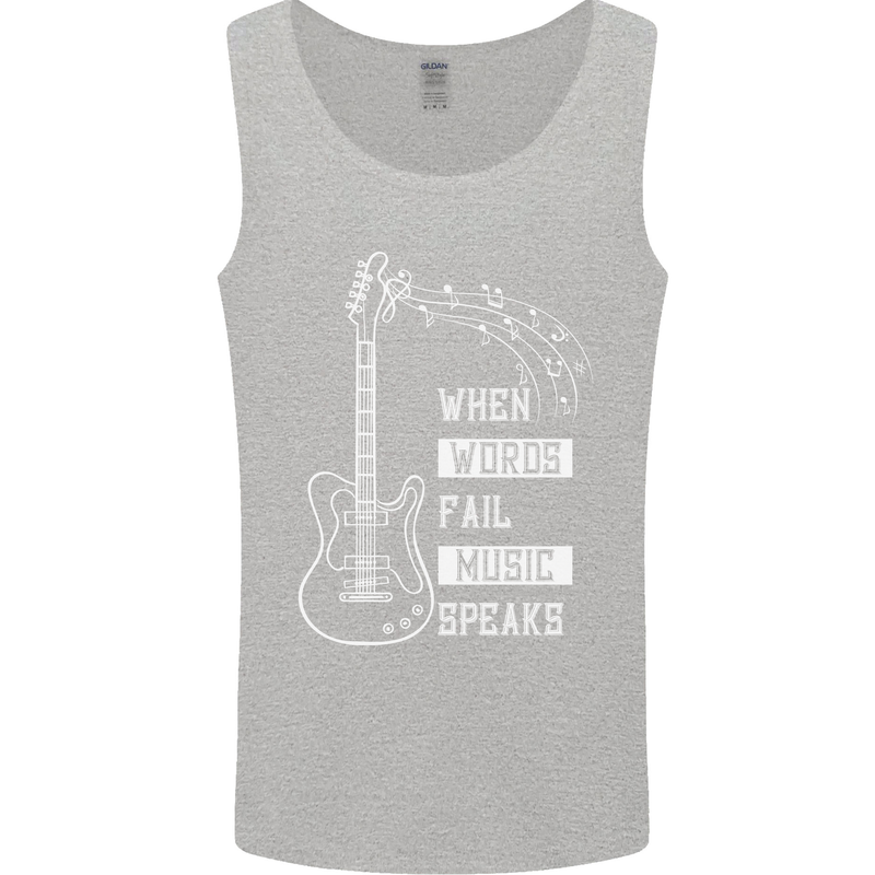 When Words Fail Music Speaks Guitar Mens Vest Tank Top Sports Grey