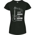 When Words Fail Music Speaks Guitar Womens Petite Cut T-Shirt Black