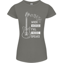 When Words Fail Music Speaks Guitar Womens Petite Cut T-Shirt Charcoal