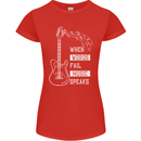 When Words Fail Music Speaks Guitar Womens Petite Cut T-Shirt Red