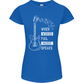 When Words Fail Music Speaks Guitar Womens Petite Cut T-Shirt Royal Blue