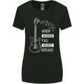 When Words Fail Music Speaks Guitar Womens Wider Cut T-Shirt Black