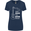 When Words Fail Music Speaks Guitar Womens Wider Cut T-Shirt Navy Blue