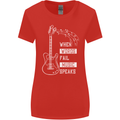 When Words Fail Music Speaks Guitar Womens Wider Cut T-Shirt Red