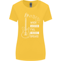 When Words Fail Music Speaks Guitar Womens Wider Cut T-Shirt Yellow