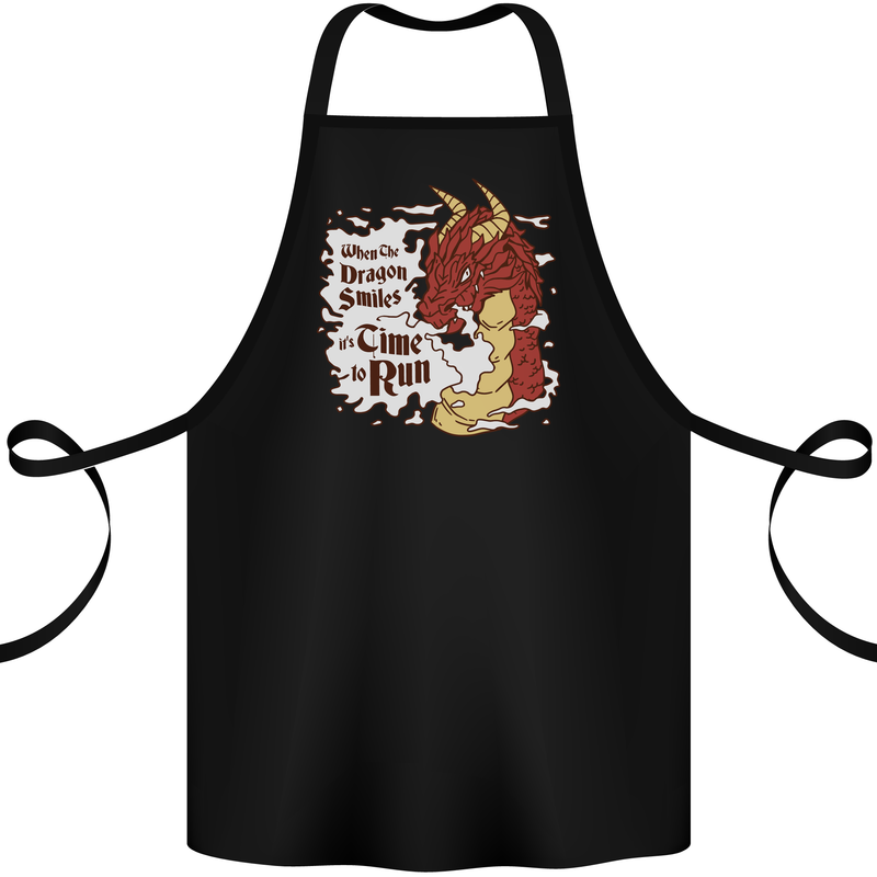 When a Drago Smiles Fantasy RPG Cotton Apron 100% Organic Black