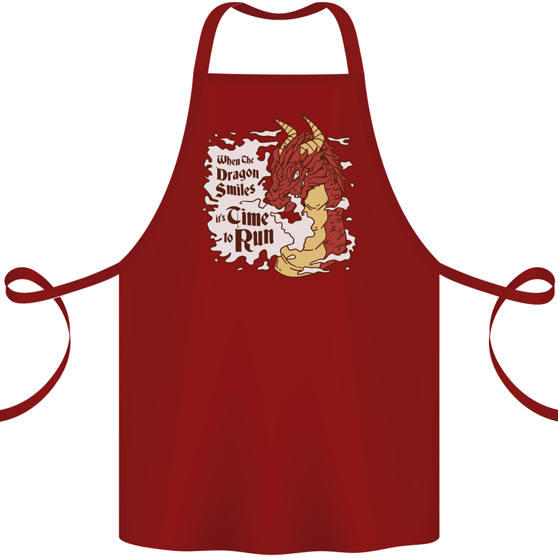 When a Drago Smiles Fantasy RPG Cotton Apron 100% Organic Maroon