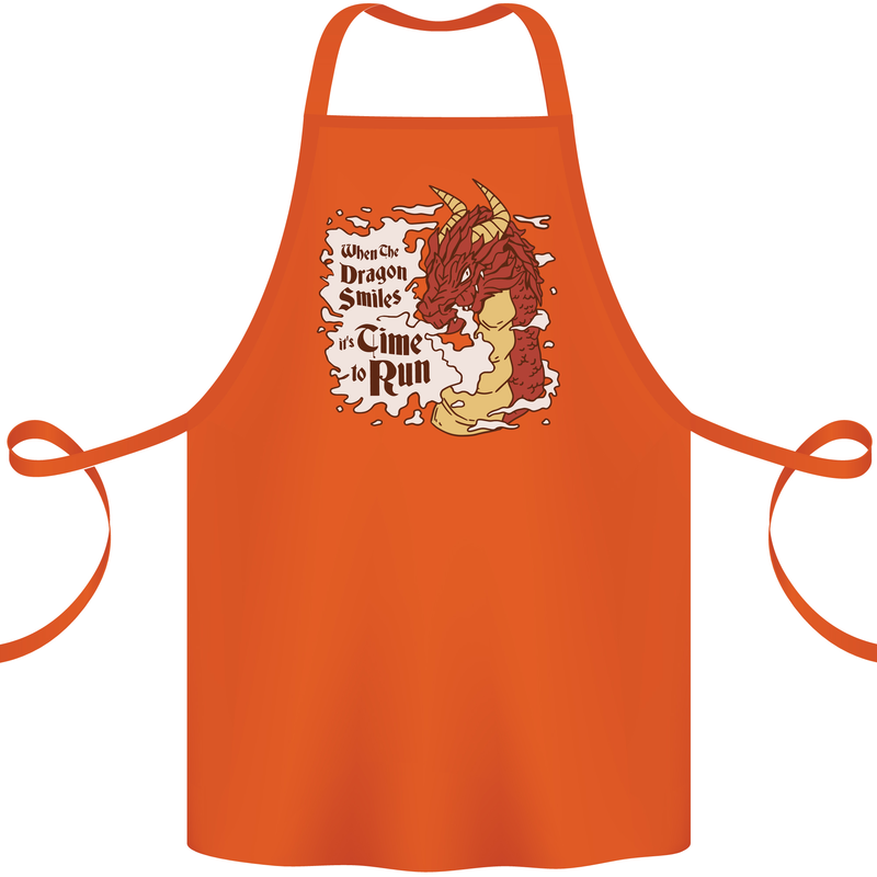 When a Drago Smiles Fantasy RPG Cotton Apron 100% Organic Orange