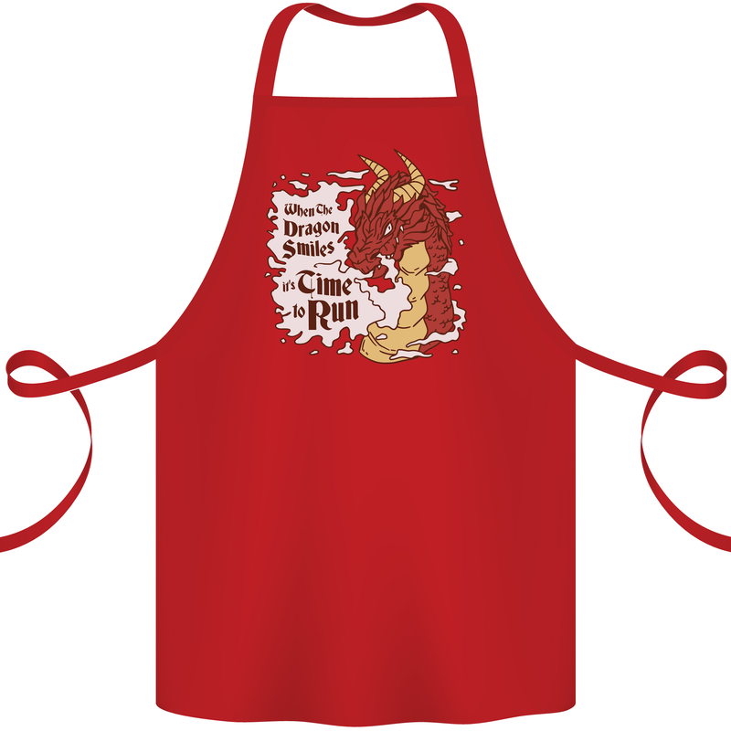 When a Drago Smiles Fantasy RPG Cotton Apron 100% Organic Red