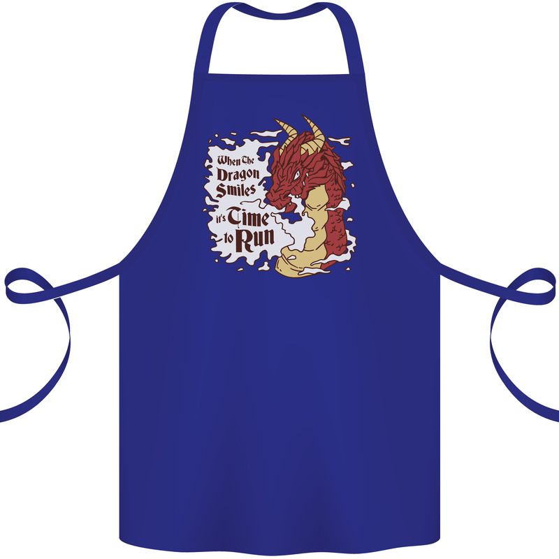 When a Drago Smiles Fantasy RPG Cotton Apron 100% Organic Royal Blue