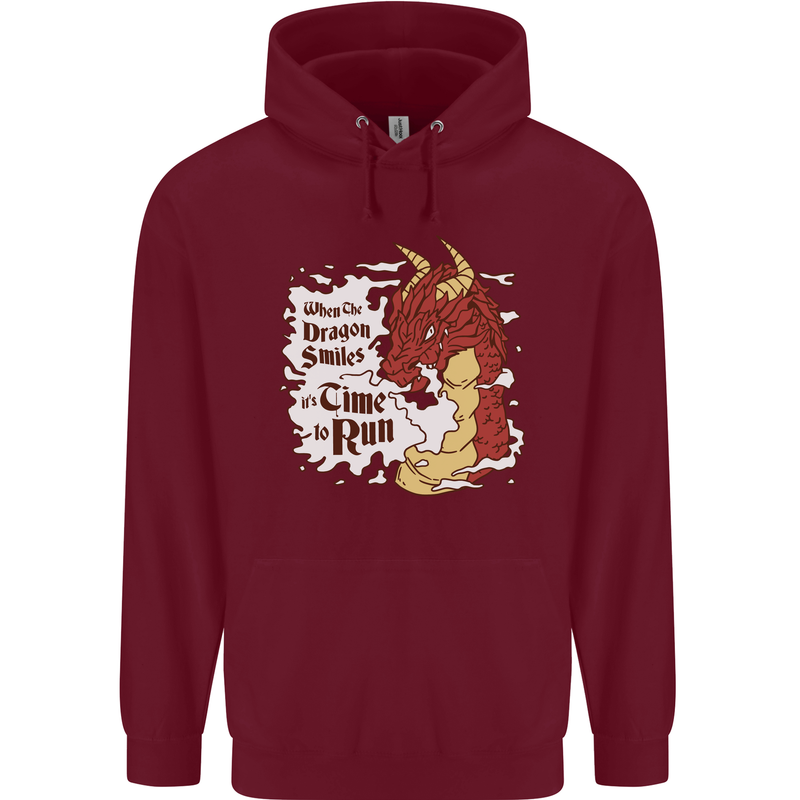 When a Dragon Smiles Fantasy RPG Childrens Kids Hoodie Maroon