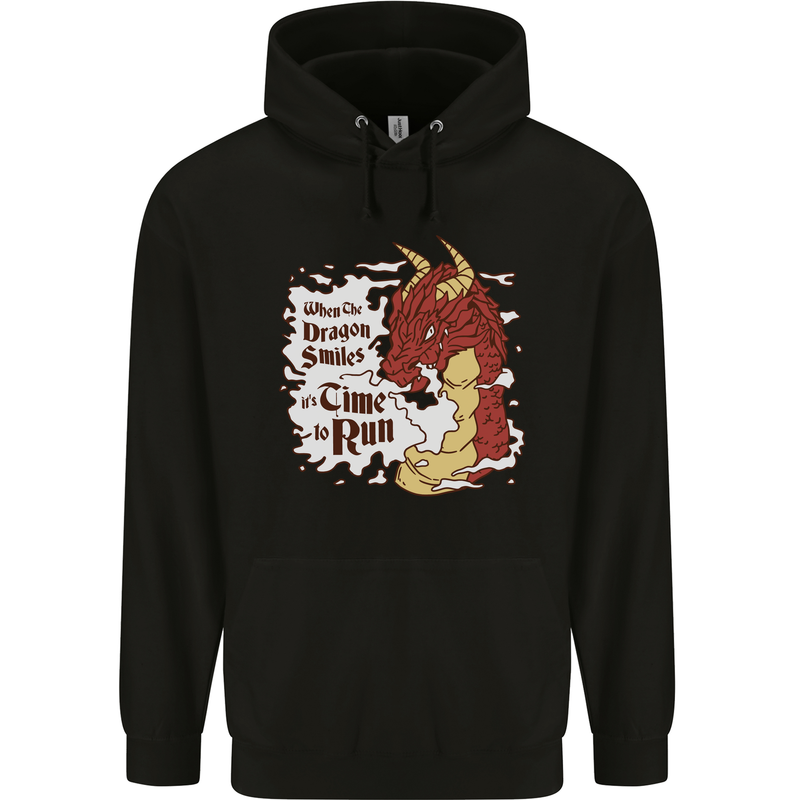 When a Dragon Smiles Fantasy RPG Mens 80% Cotton Hoodie Black