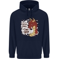 When a Dragon Smiles Fantasy RPG Mens 80% Cotton Hoodie Navy Blue