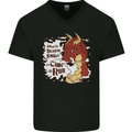 When a Dragon Smiles Fantasy RPG Mens V-Neck Cotton T-Shirt Black