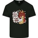 When a Dragon Smiles Fantasy RPG Mens V-Neck Cotton T-Shirt Black