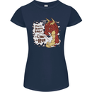When a Dragon Smiles Fantasy RPG Womens Petite Cut T-Shirt Navy Blue