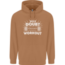 When in Doubt Workout Gym Training Top Mens 80% Cotton Hoodie Caramel Latte