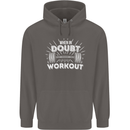 When in Doubt Workout Gym Training Top Mens 80% Cotton Hoodie Charcoal