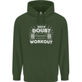 When in Doubt Workout Gym Training Top Mens 80% Cotton Hoodie Forest Green