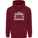 When in Doubt Workout Gym Training Top Mens 80% Cotton Hoodie Maroon