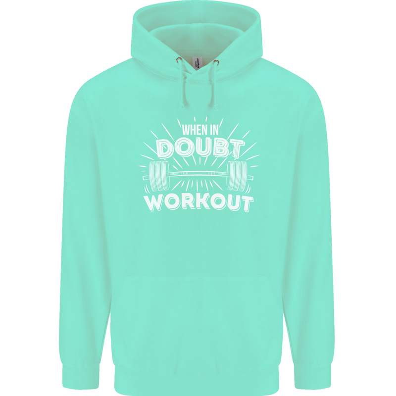 When in Doubt Workout Gym Training Top Mens 80% Cotton Hoodie Peppermint