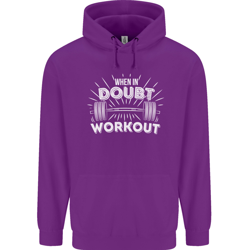 When in Doubt Workout Gym Training Top Mens 80% Cotton Hoodie Purple