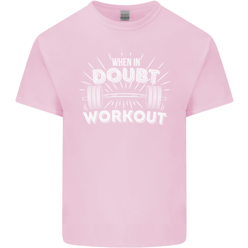 When in Doubt Workout Gym Training Top Mens Cotton T-Shirt Tee Top Light Pink