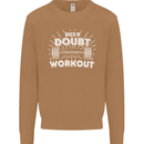 When in Doubt Workout Gym Training Top Mens Sweatshirt Jumper Caramel Latte
